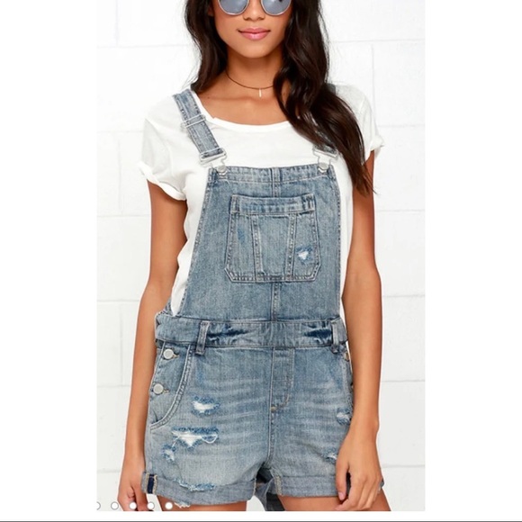 Blank NYC Pants - BLANKNYC denim distressed shorts overalls size 26 medium wash